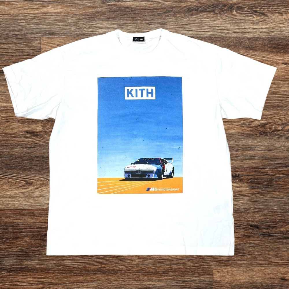 NWOT Kith X BMW Retro Vintage T-shirt Mens L White Short Sleeve Crewneck